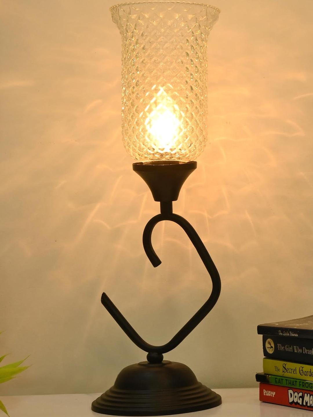 SOMIL White Textured Glass Table Lamp