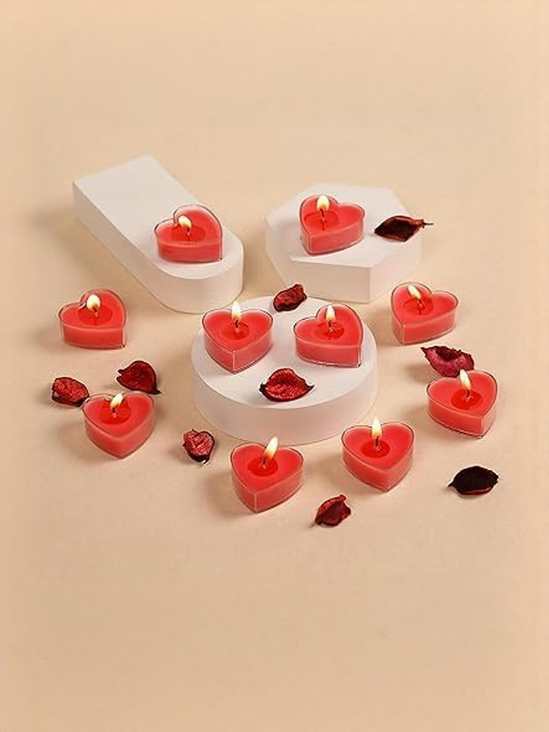 Somil Pack of 10 Romantic Heart-Shaped Candle