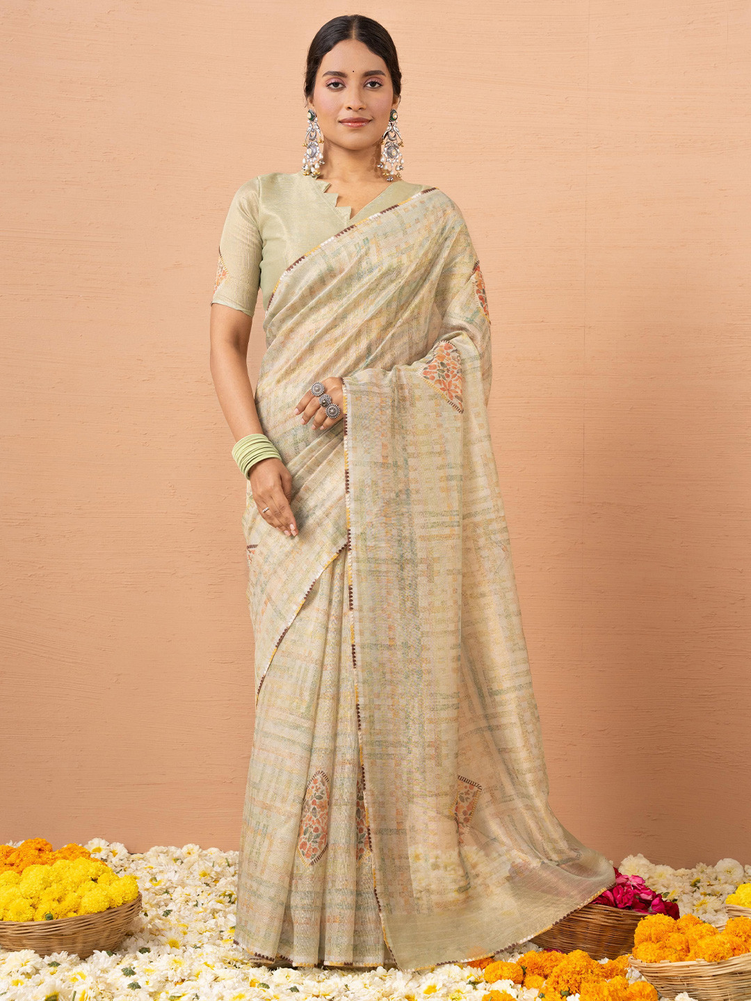 Sedora Couture Checked Tissue Designer Saree