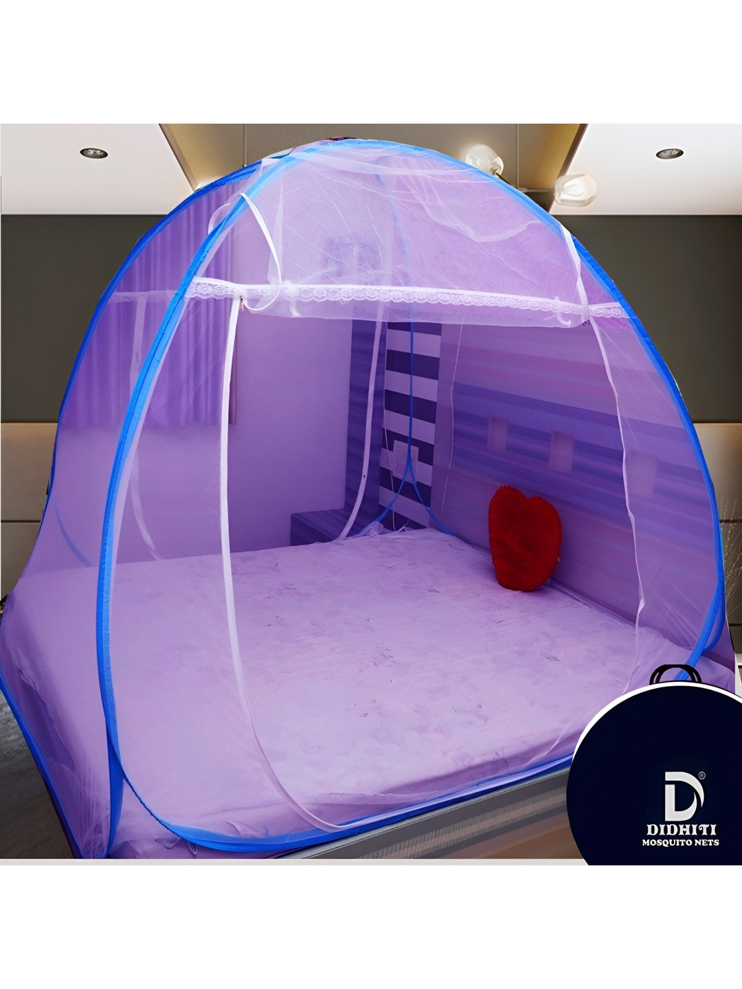 didhiti Purple & Blue Queen Bed Foldable Tent Mosquito Net