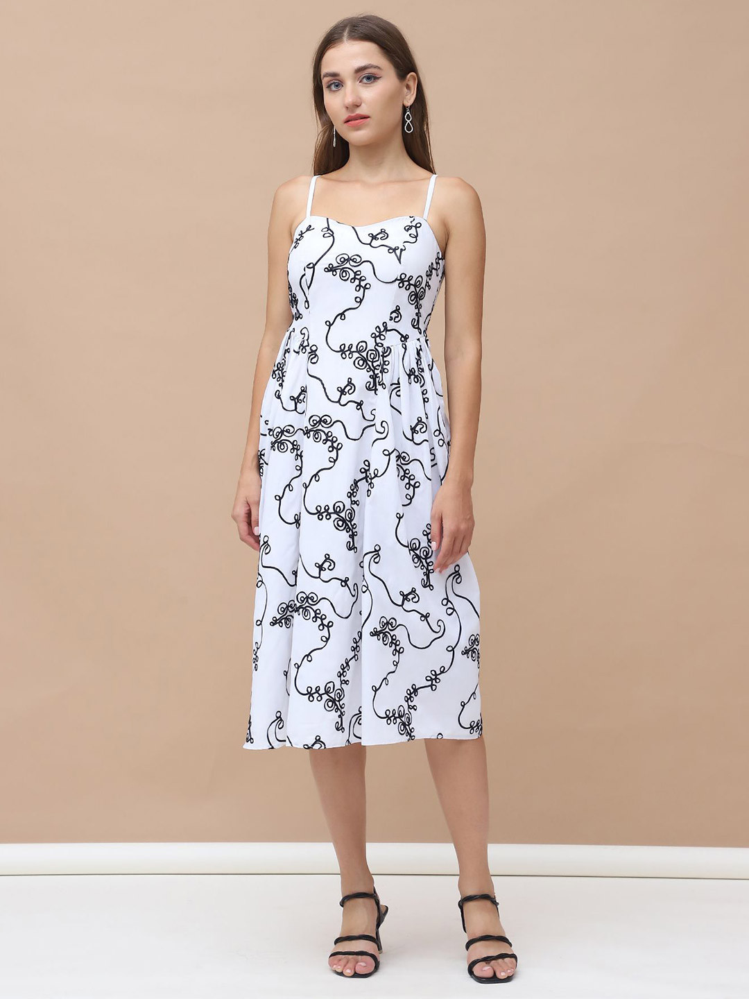 KELIN Women Abstract Print A-Line Midi Dress