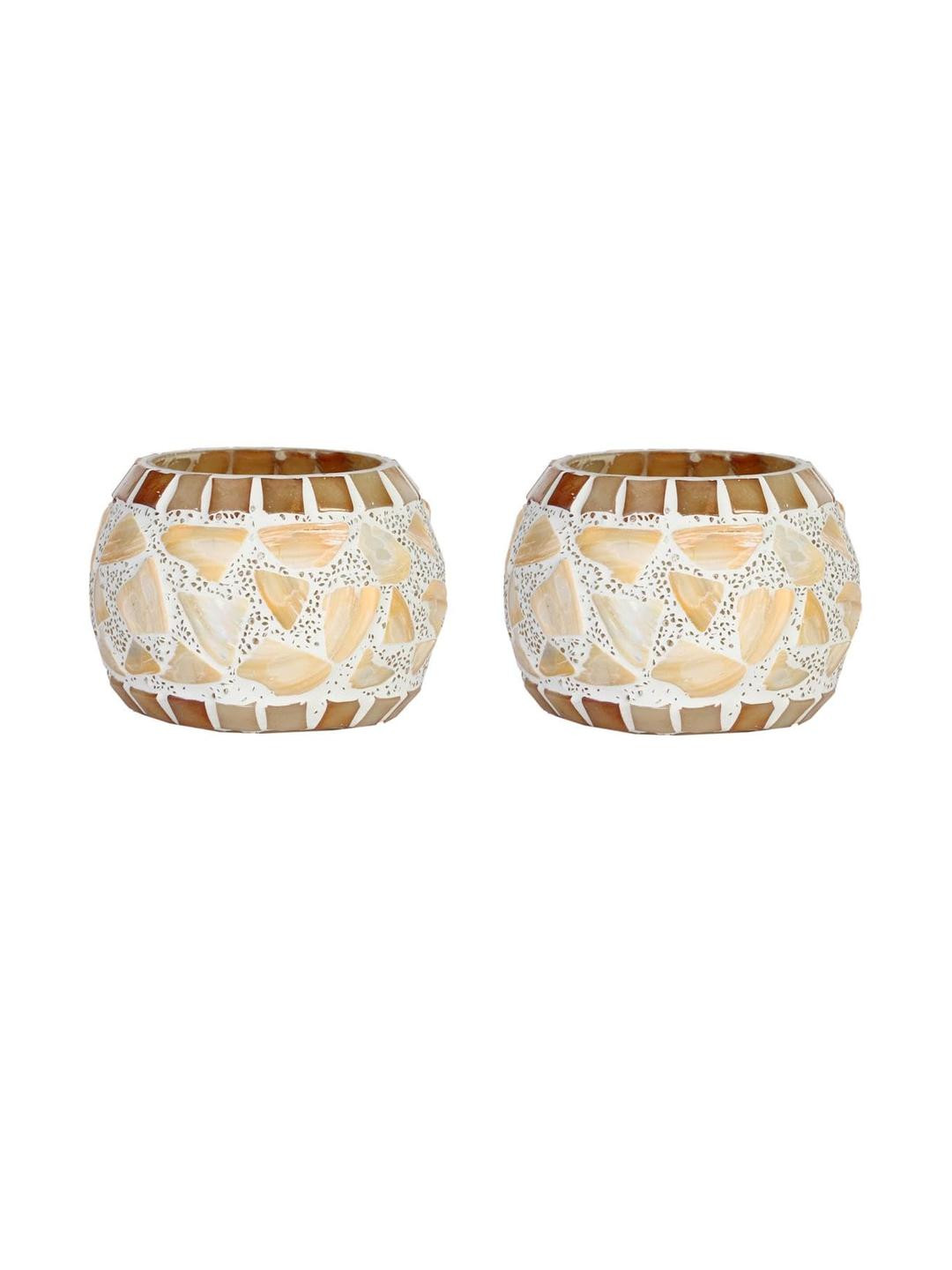 Somil Vibrant Multicolor Glass Candle Holder  Add A Touch Of Magic To Diwali, Parties & Candlelight Dinners, Size-9.5 X 9.5 X 7  Cm Pack OF 2