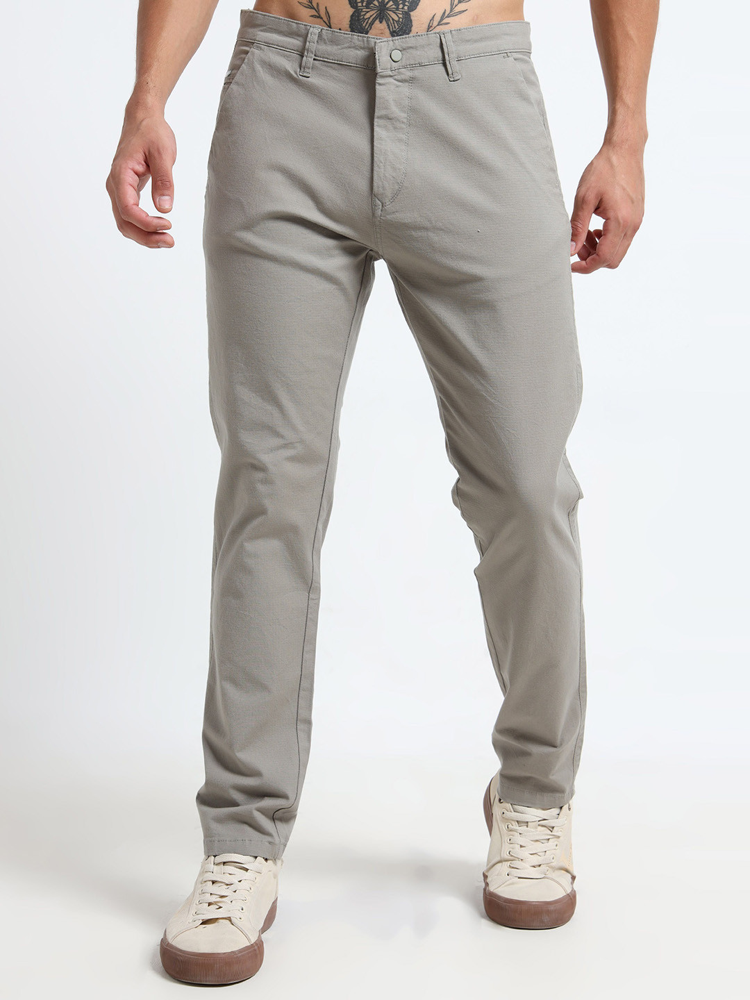 MARTIN SMITH Men Self Design Comfort Easy Wash Cotton Trousers