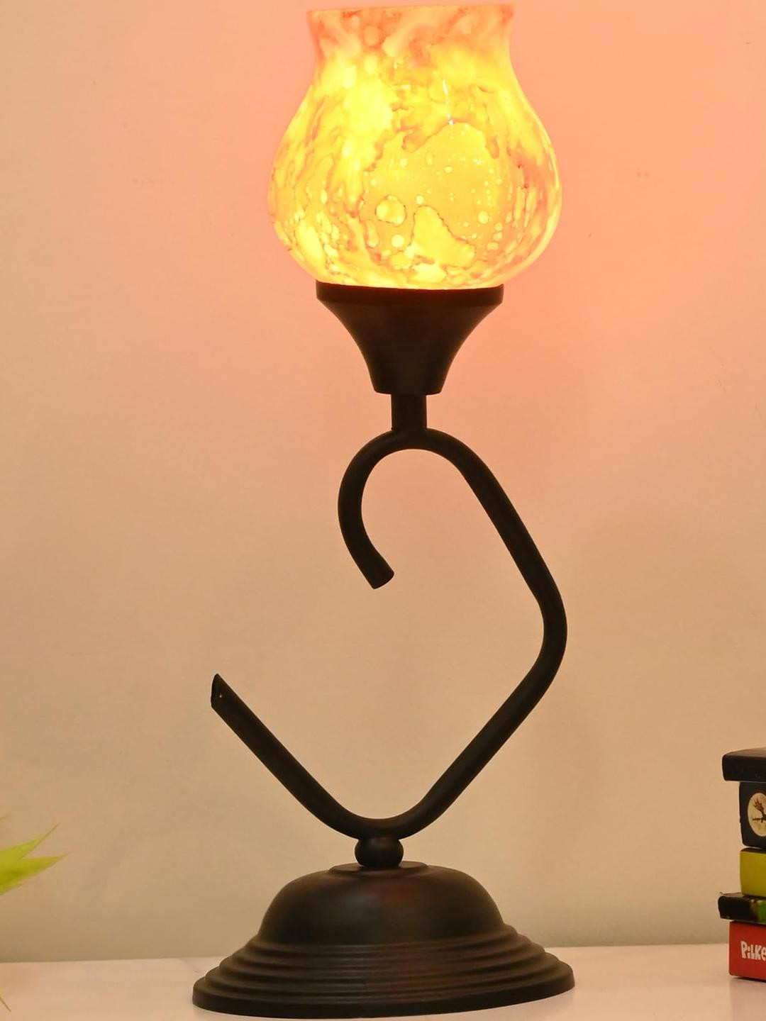 SOMIL Orange Glass Cylinder Table Lamps