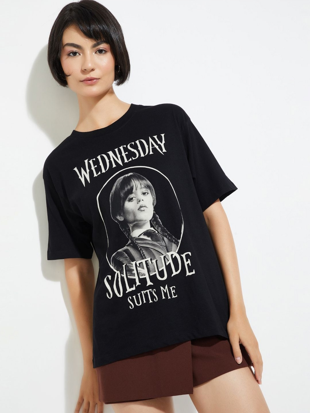 max Women Wednesday People and Places Printed Round Neck Pure Cotton T-shirt