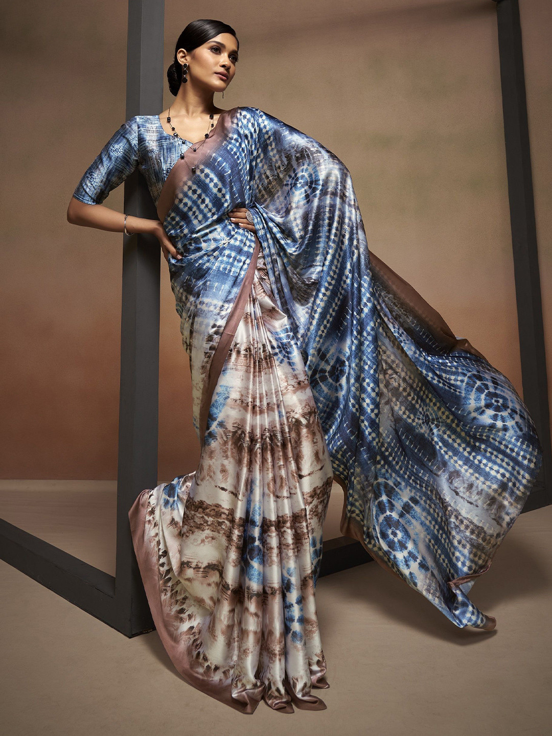 Smart Stree Tie and Dye Satin Saree