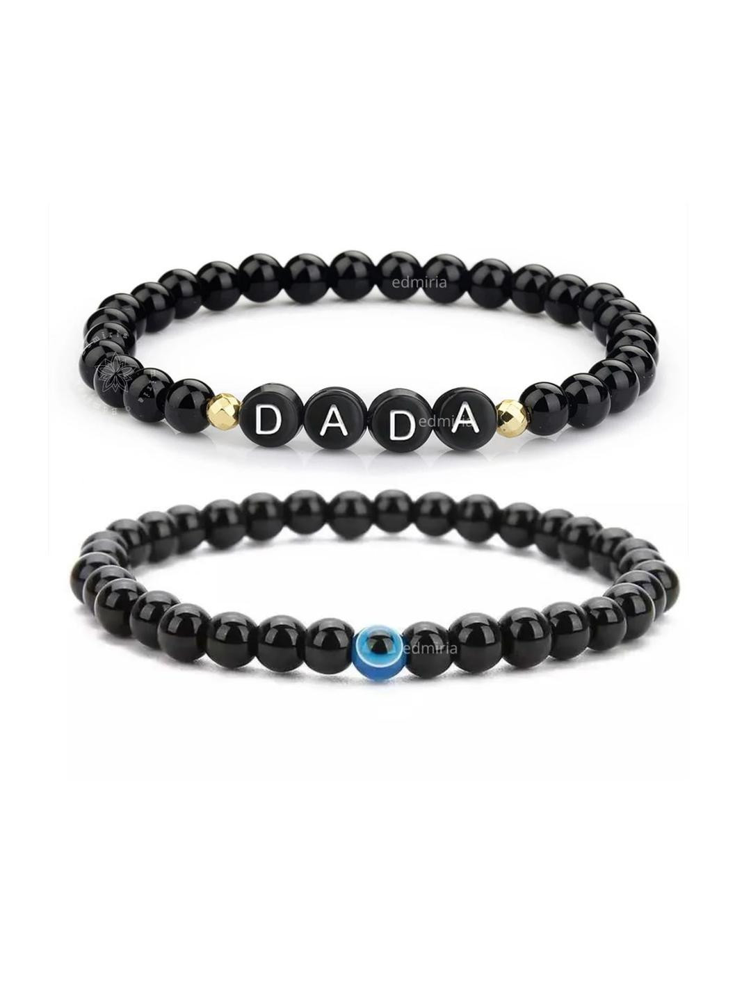EDMIRIA 2Pc Men Black Casual Bracelet