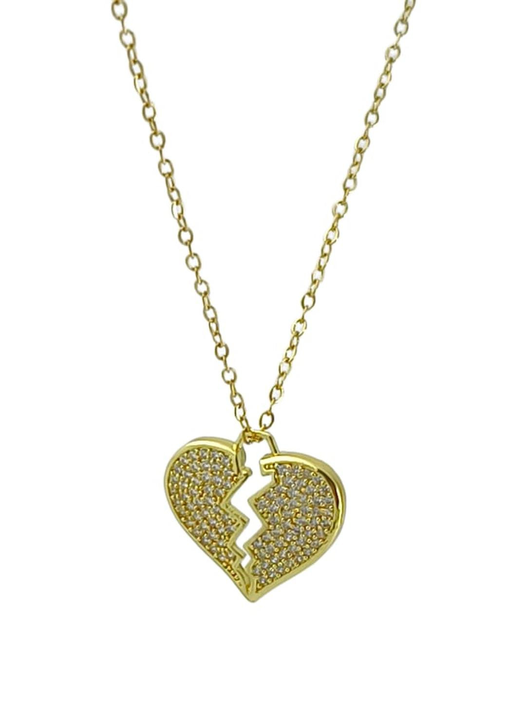 MISS ASTUTE Gold-Plated Heart Shaped Pendants with Chains