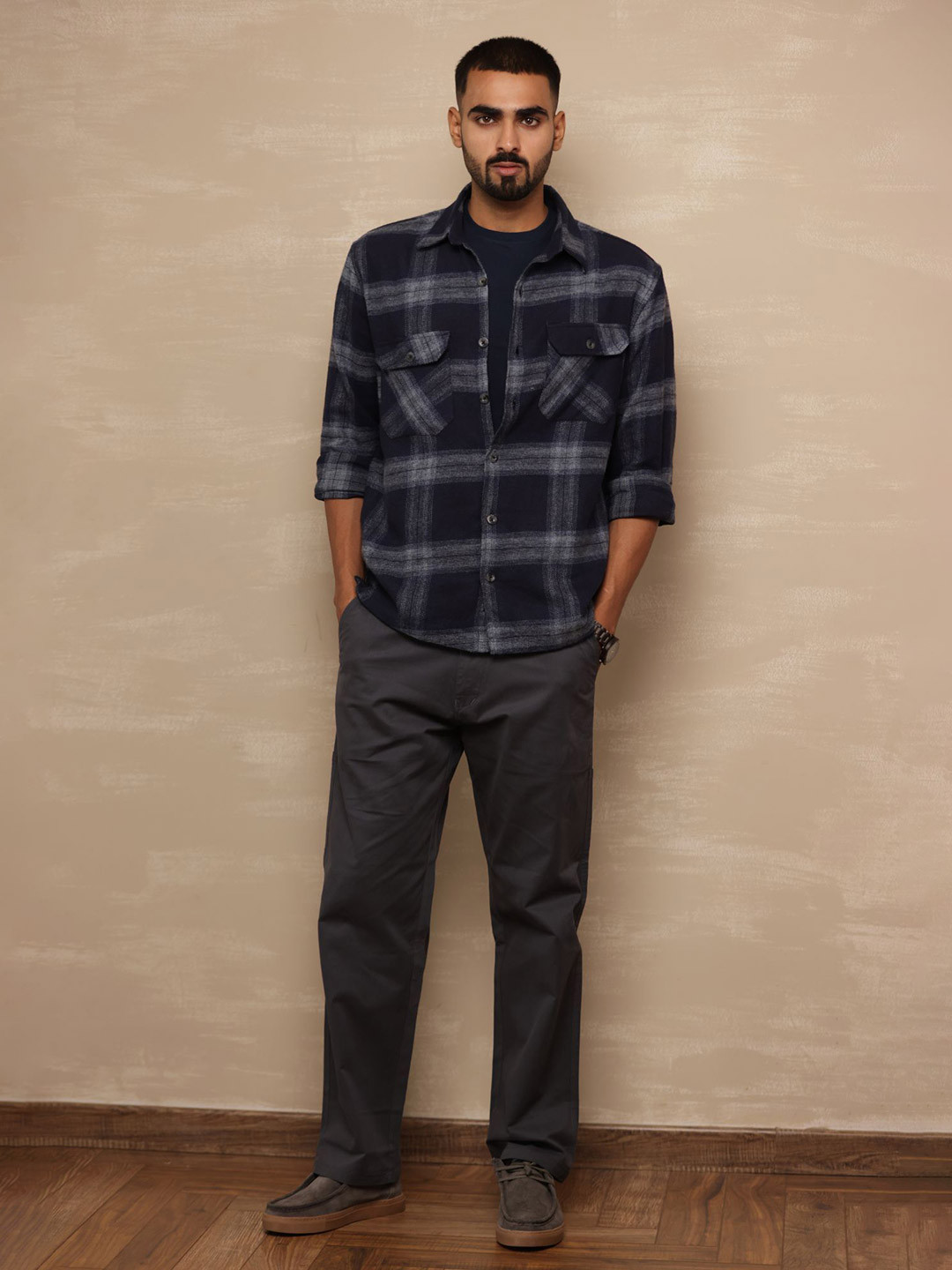 Uncluttered Closet Men Regular Fit Buffalo Checked Cotton Casual Shirt