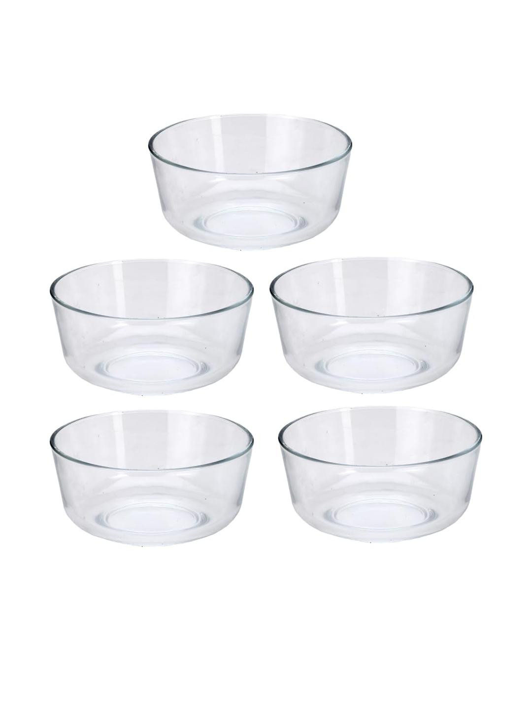 SOMIL Set of 5 Transparent Glass Dishwasher and Microwave Safe Serving Bowl 700ML