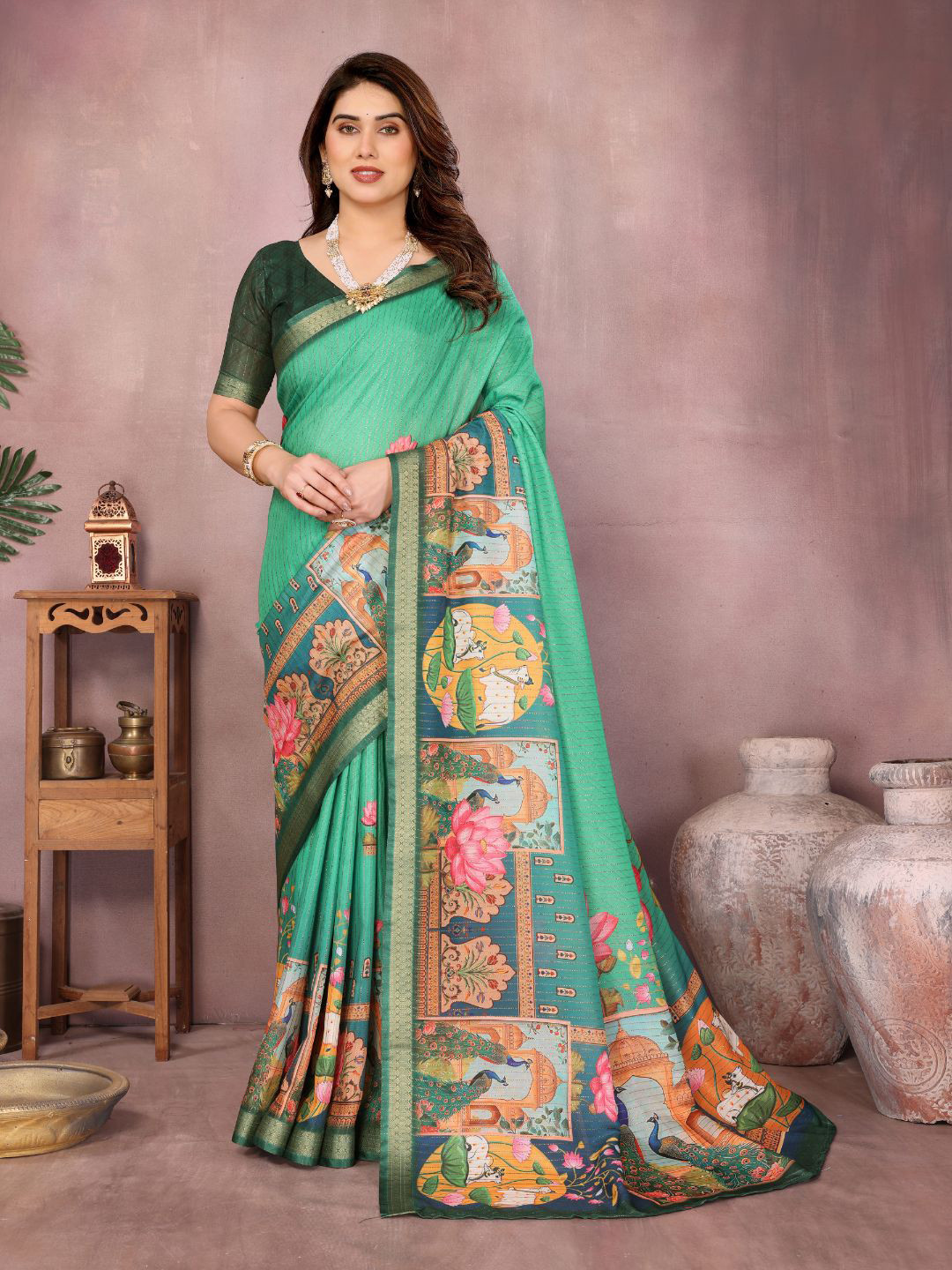 PEORA'S CLOSET Woven Design Zari Saree