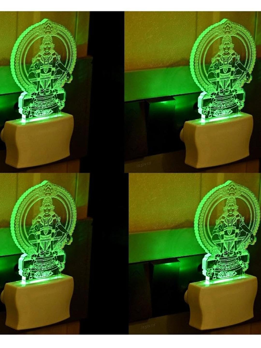 SOMIL  Pack of 4 Green & Blue Printed Glass Abstract Shaped Shaped Wall Lamp