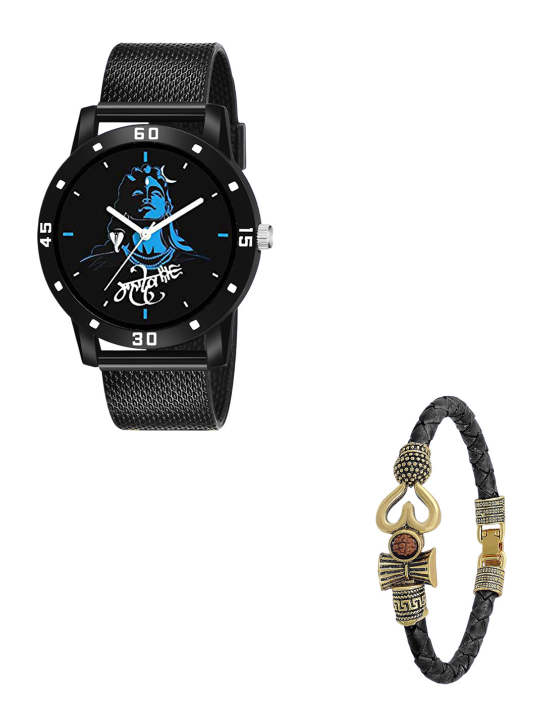 JUST LIKE Unisex Printed Dial & Steel Watch Gift Set Brown Leathers rama 111 Slim watch 01