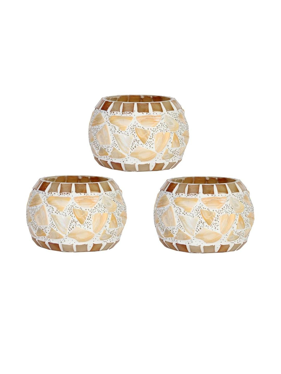 Somil Vibrant Multicolor Glass Candle Holder  Add A Touch Of Magic To Diwali, Parties & Candlelight Dinners, Size-9.5 X 9.5 X 7  Cm Pack OF 3