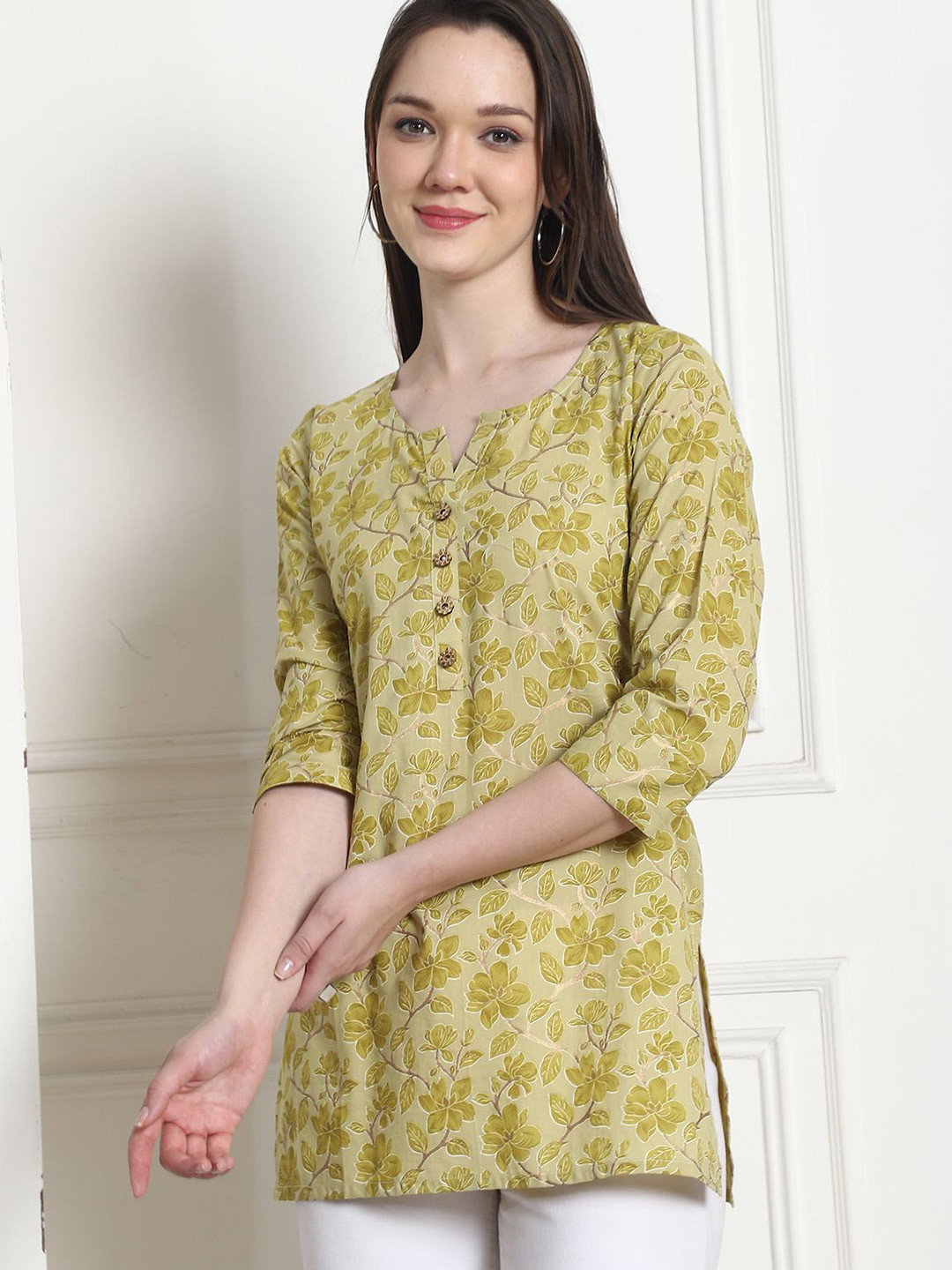KALINI Women Floral Print Pure Cotton Kurti