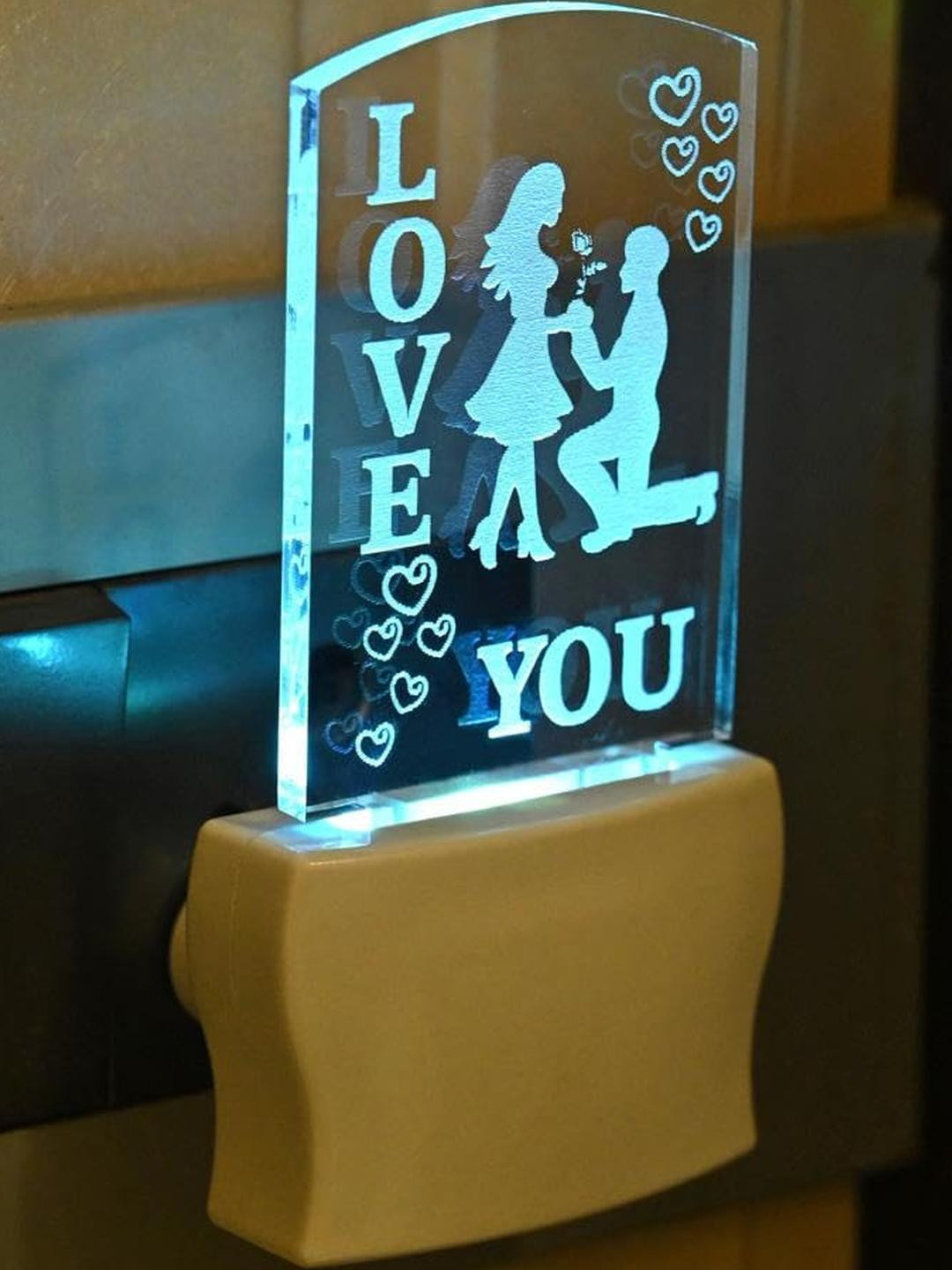 SOMIL Green & Blue Acrylic Printed Glass With LED Night Lamp