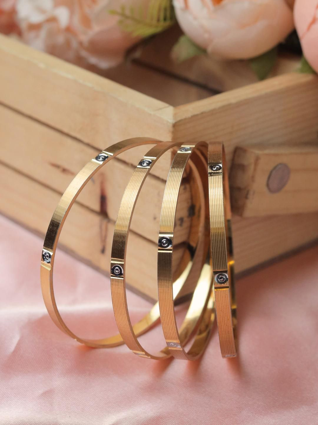 Ayesha Set Of 4 Rose Gold-Plated Bangle