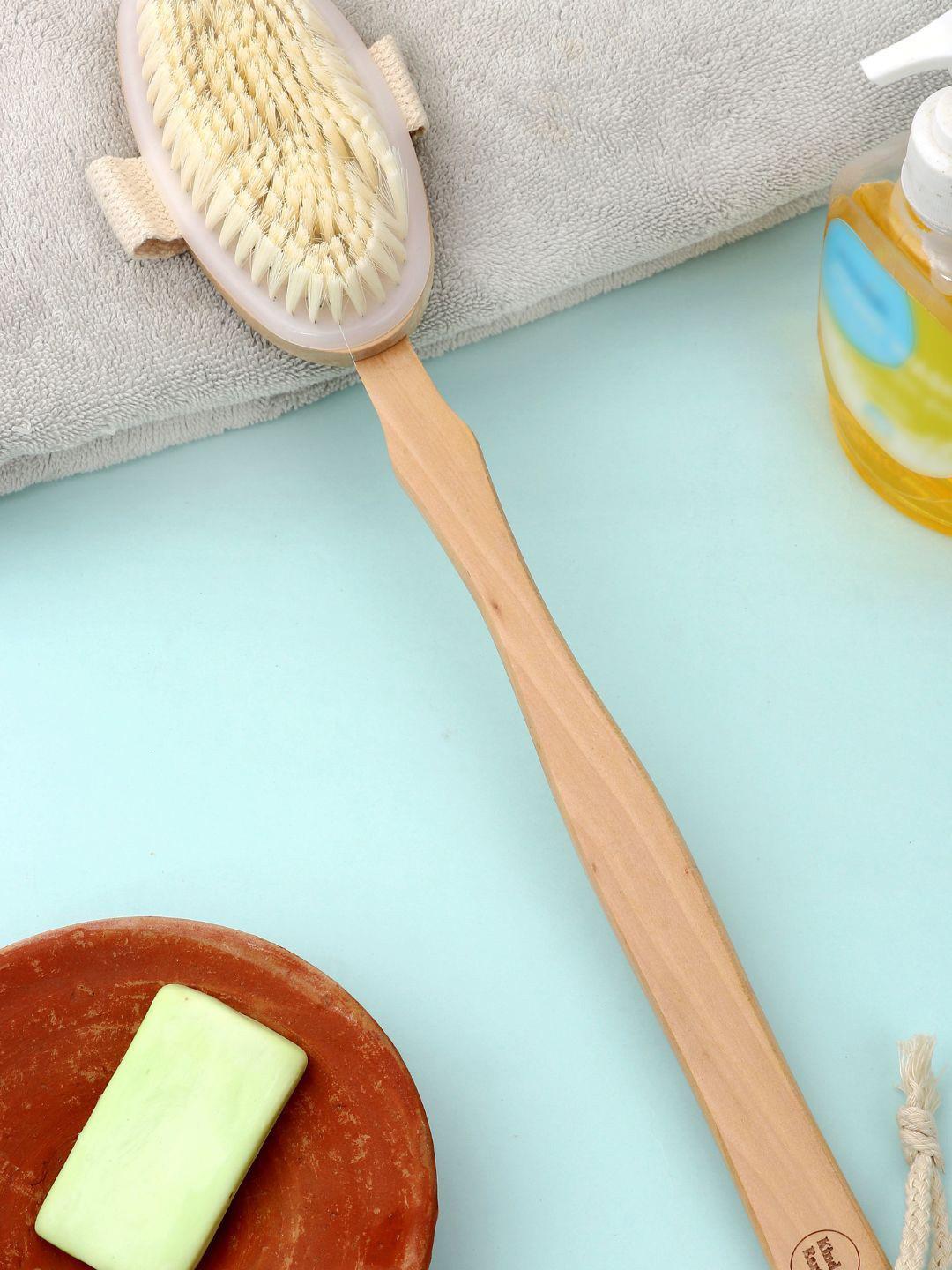 Kind of Earthy Wooden Long Handle Bath Brush