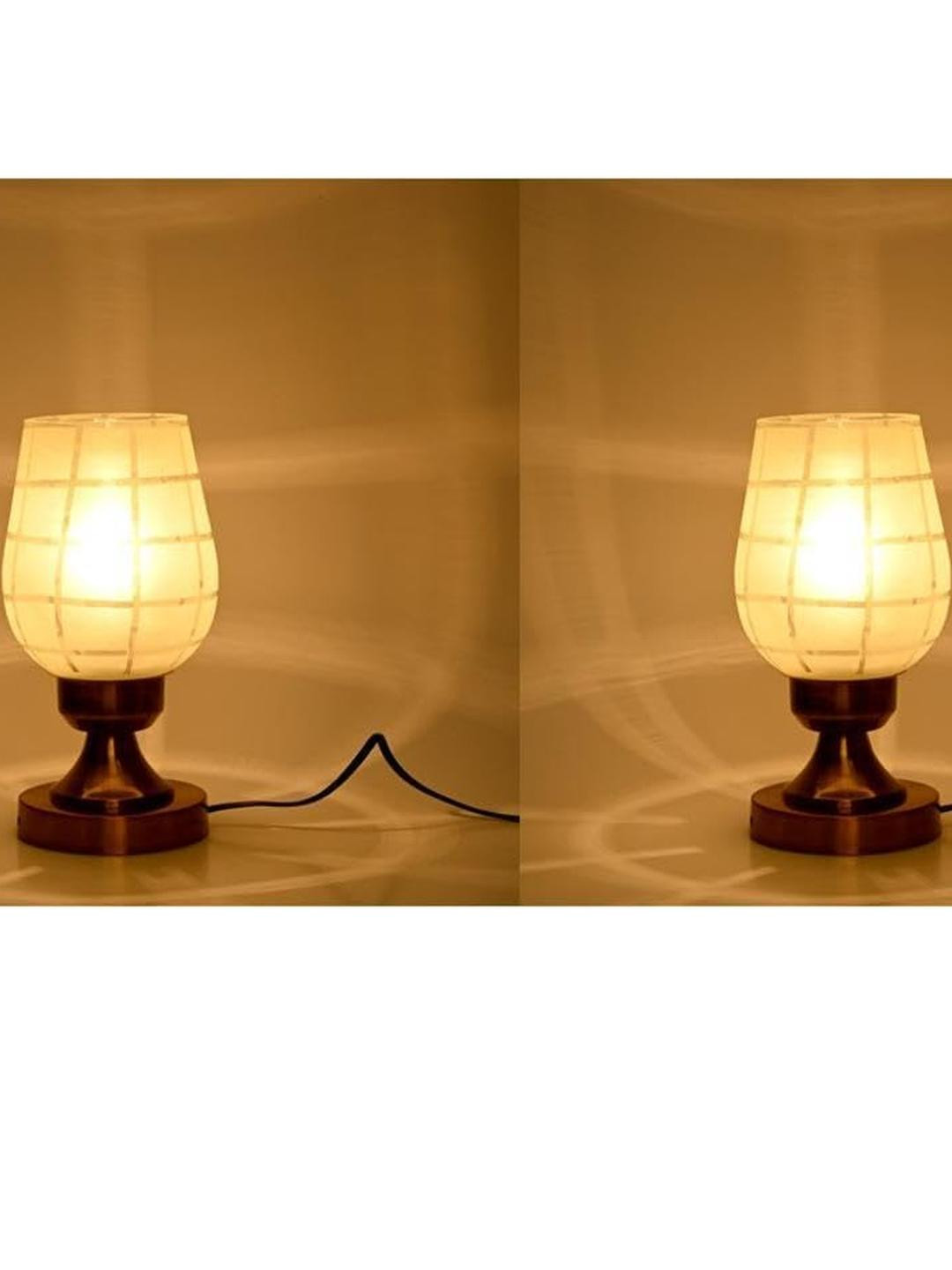 SOMIL Pack of 2 Decorative Glass Shade Table Lamp