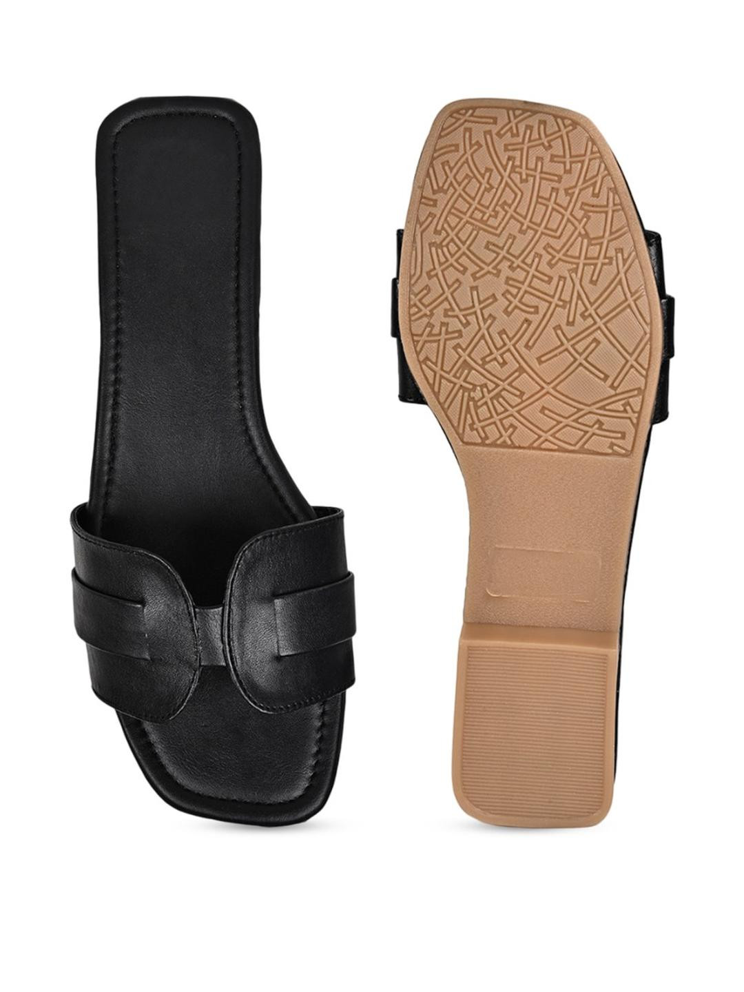 LEEMON Women Textured Open Toe Flats