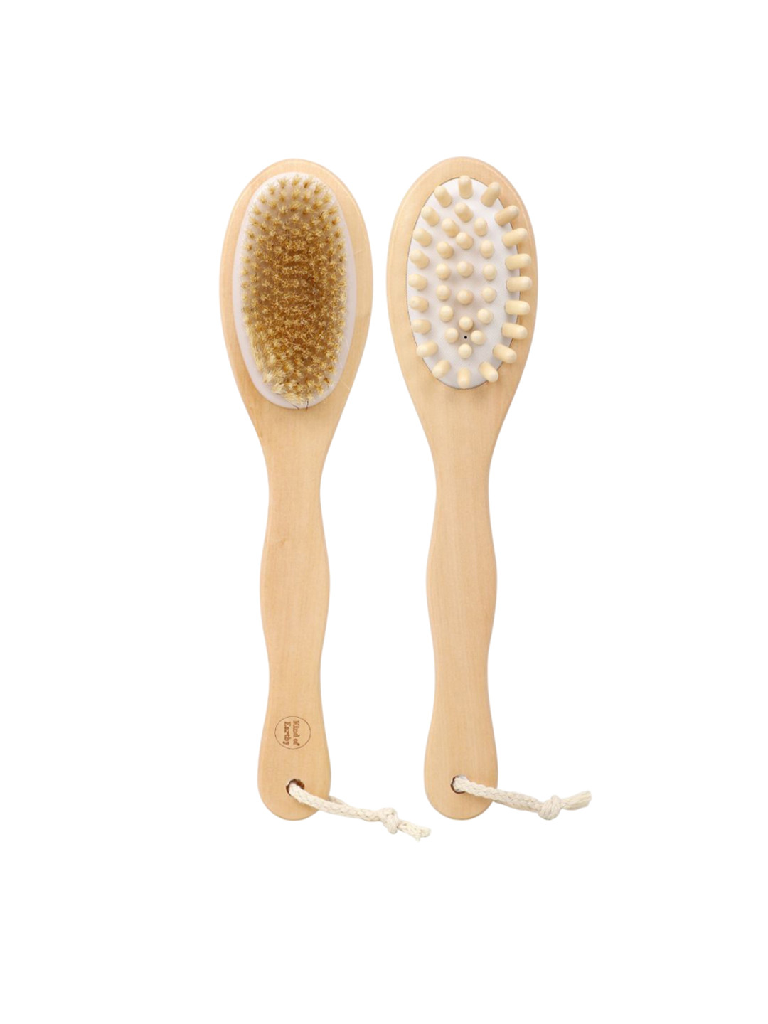 Kind of Earthy Set Of 2 Long Wooden Bath Brush & Massager Brushes