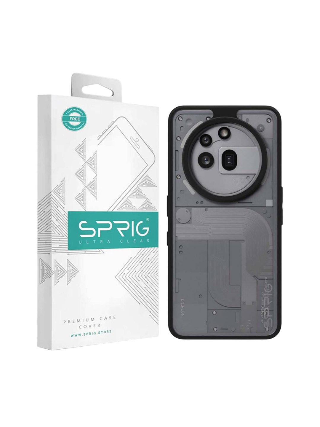 SPRIG Nothing Phone 3A Pro Matte Black Transparent Back Cover