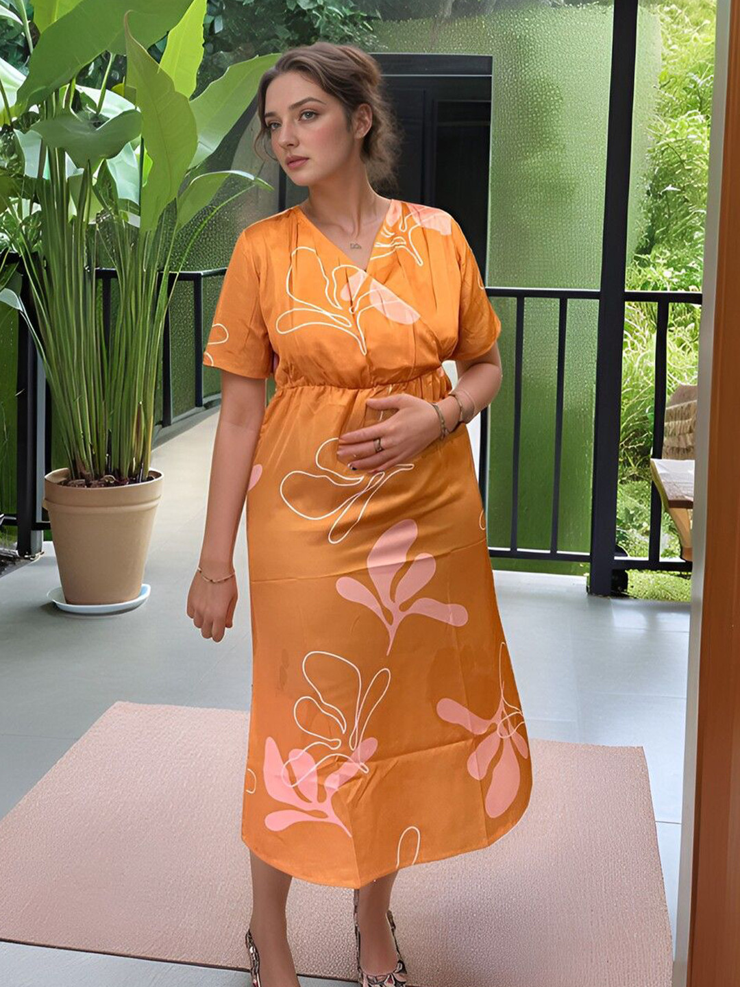 Bucciato Private Limited Women Abstract Print Wrap Midi Dress