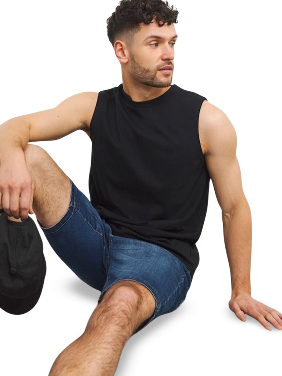 SCROTT FITNESS Round Neck Cotton Gym Vest MEN/VEST/SOLID/BLACK/S