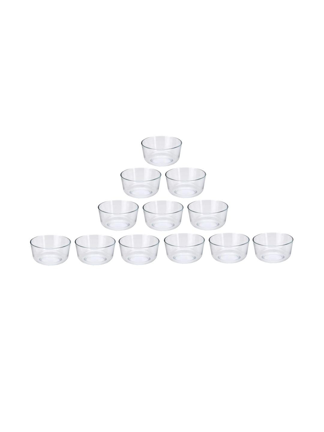 SOMIL Transparent Glass Dishwasher and Microwave Safe Set Of 12 Serving Bowl