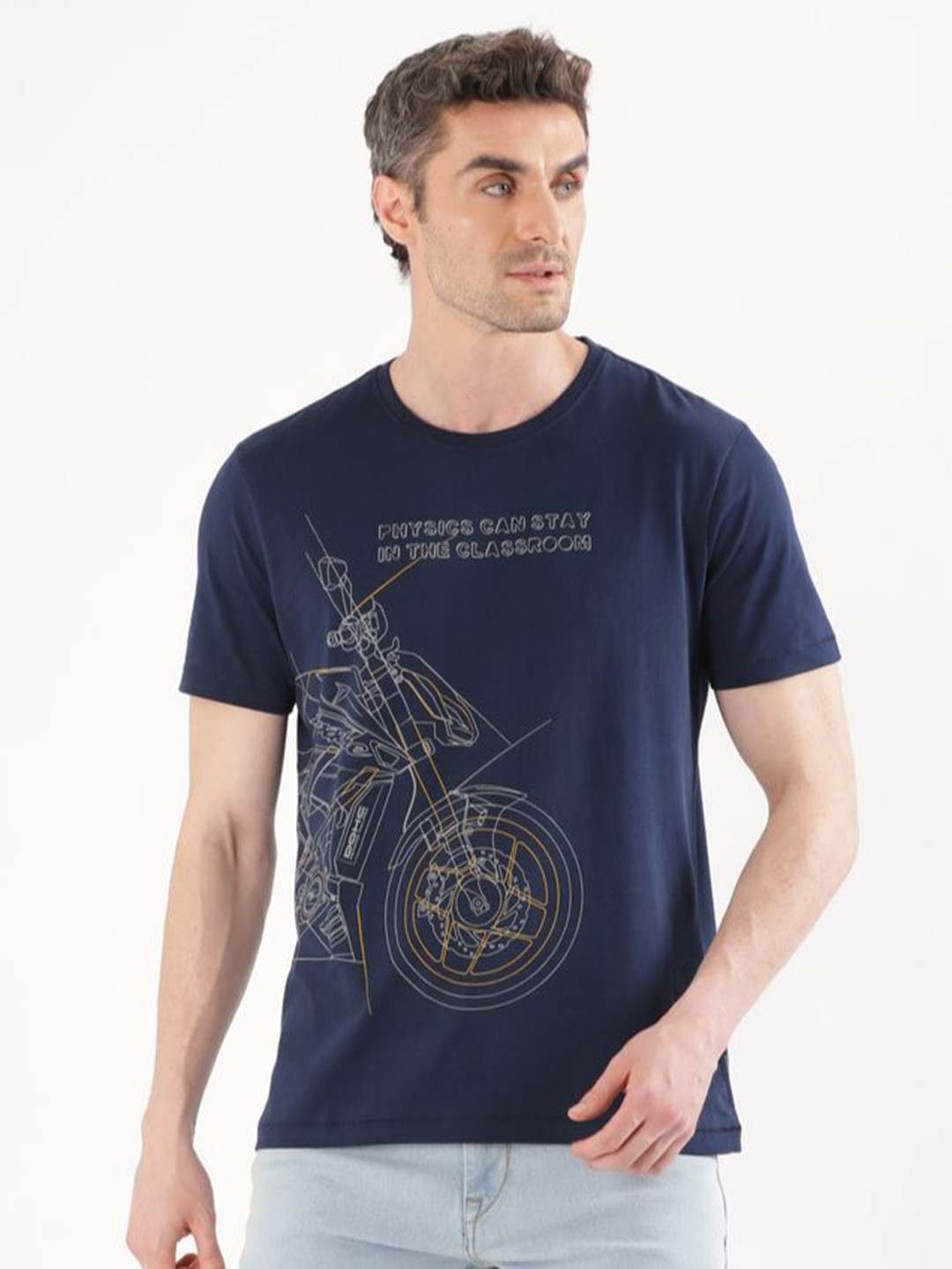 TVS Men Biker Printed Round Neck Cotton T-shirt