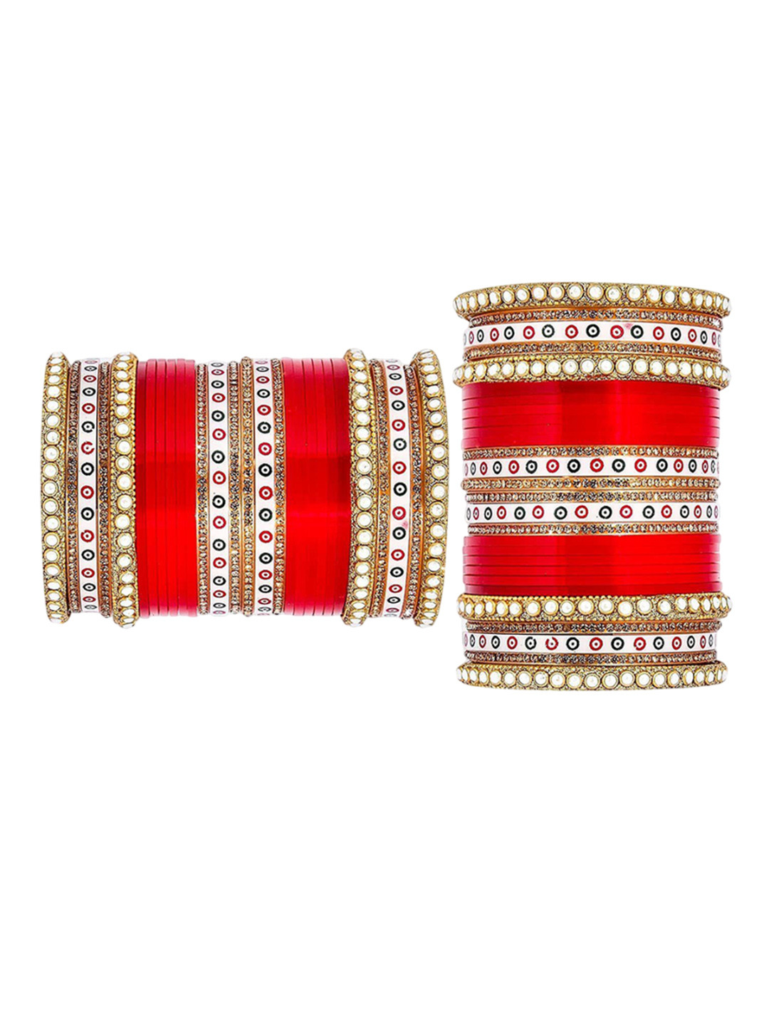 JSRS CREATIONS Set Of 40 Stone-Studded & Beaded Bangles