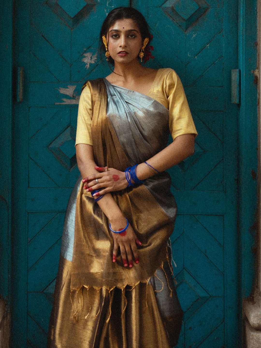 AAKAR Woven Design Zari Tissue Saree