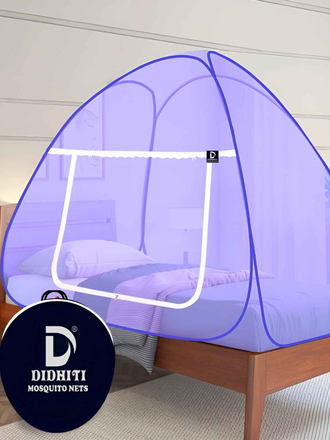 didhiti Purple & White Single Bed Tent Mosquito Net