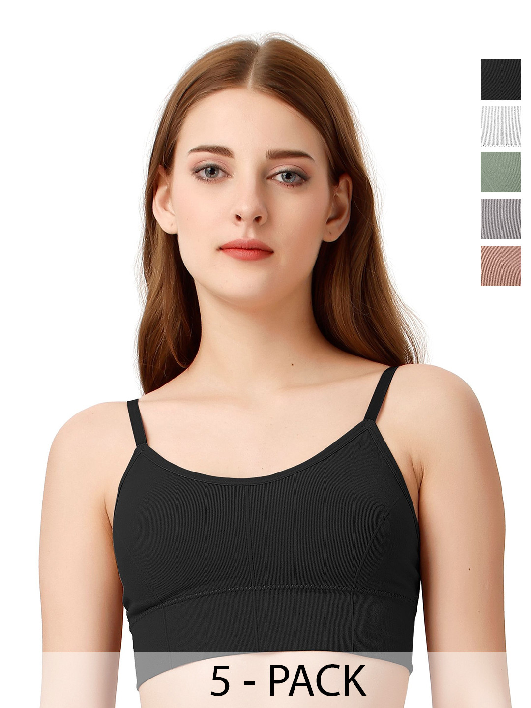 Moda Rapido Pack Of 5 Full Coverage All Day Comfort Lightly Padded Cotton T-shirt Bras