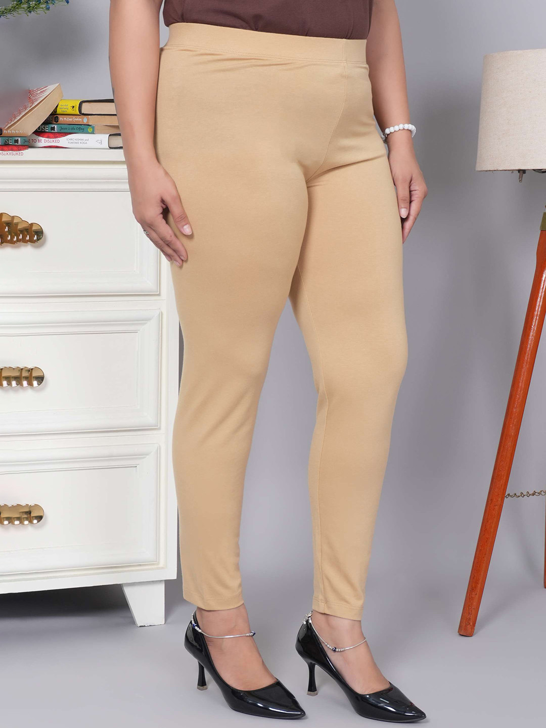 Mlada Women Solid High Waist Stretchable Bootcut Flared Cotton Leggings