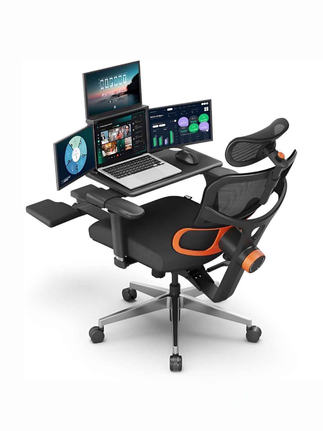 DROGO Black 4D Armrest & Lumbar Support Study Chair