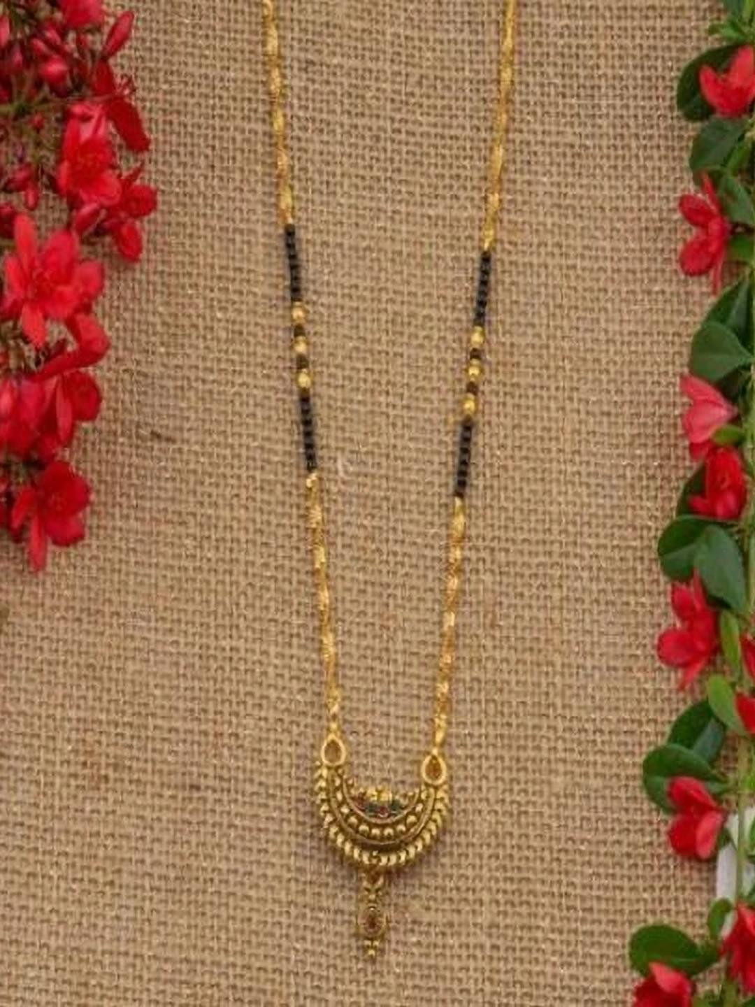 Homeistic Applience Women Black & One Gram Gold-Plated Brass Mangalsutra