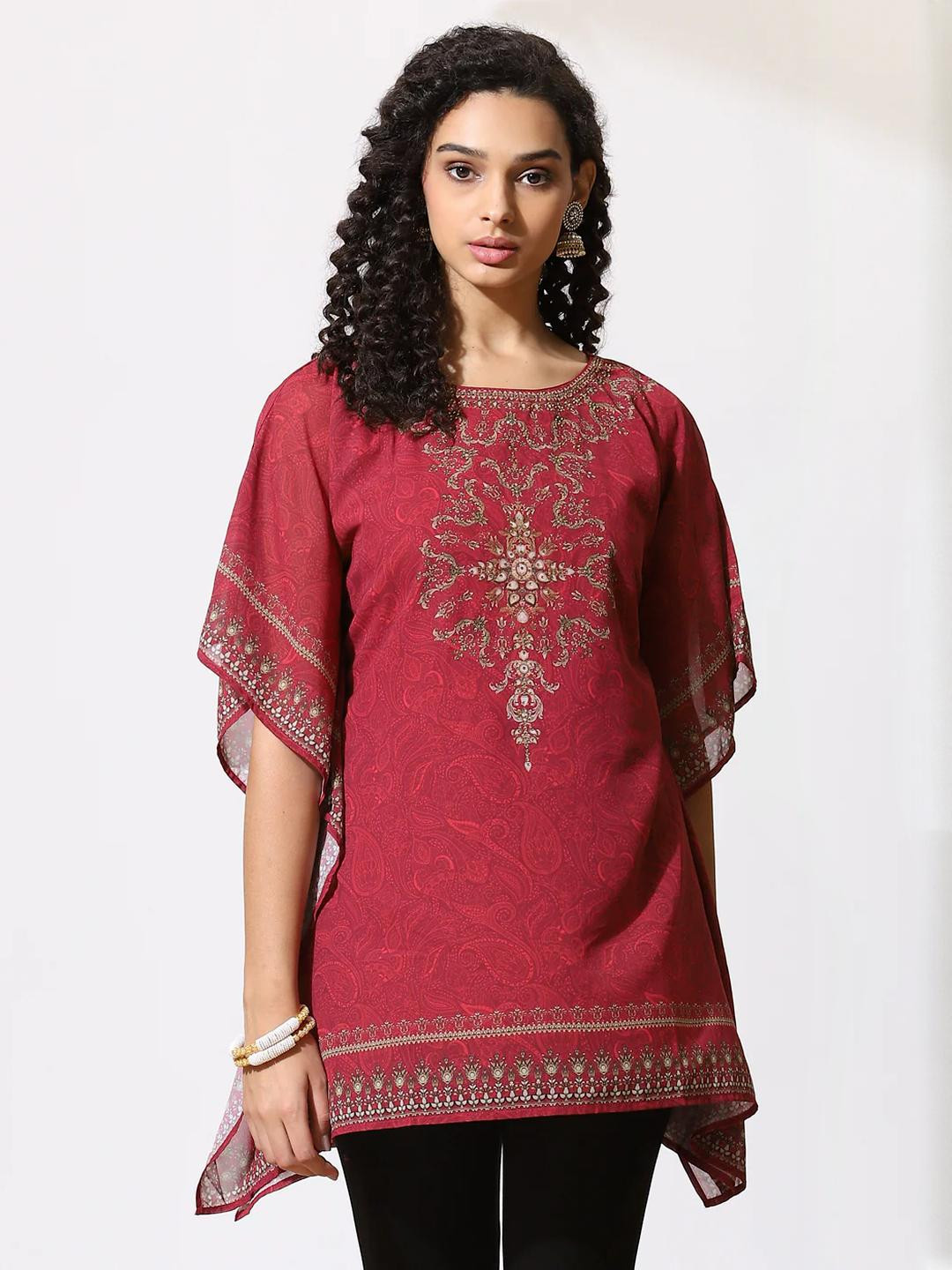 Lakshita Women Red Kaftan Cotton Kurtas