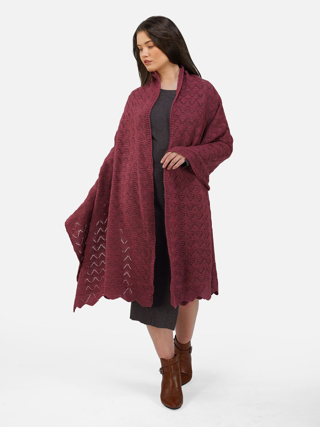 JoE Hazel Self Design Acrylic Shawl