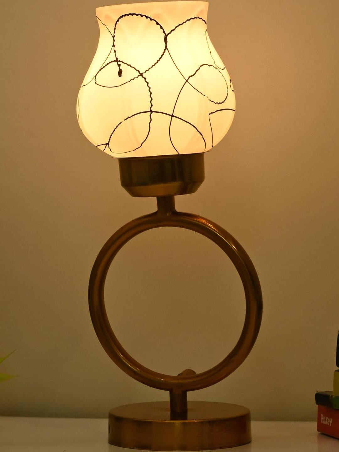 SOMIL White Printed Glass Decorative Table Lamp