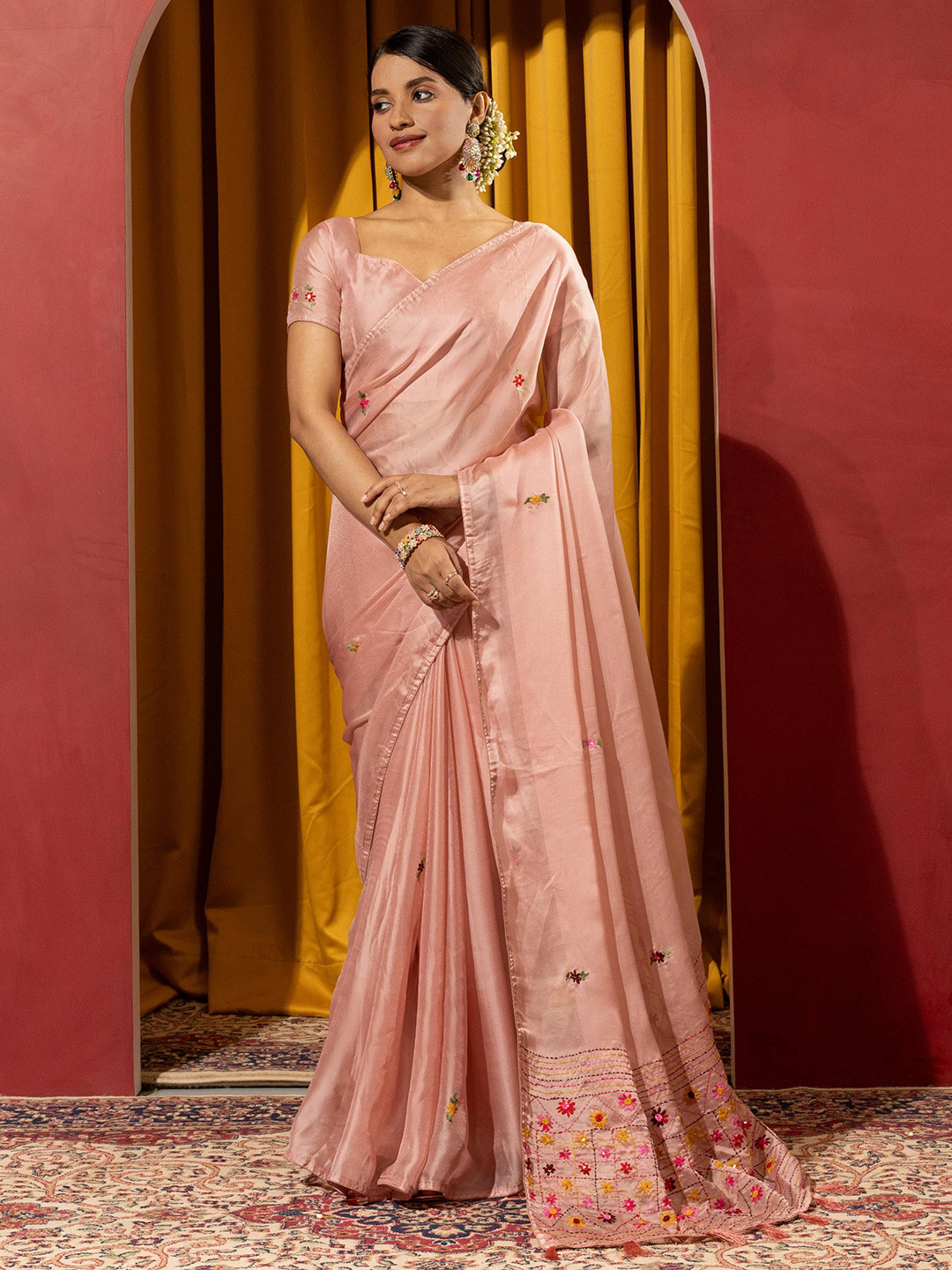 Sedora Couture Floral Kashida Art Silk Designer Saree