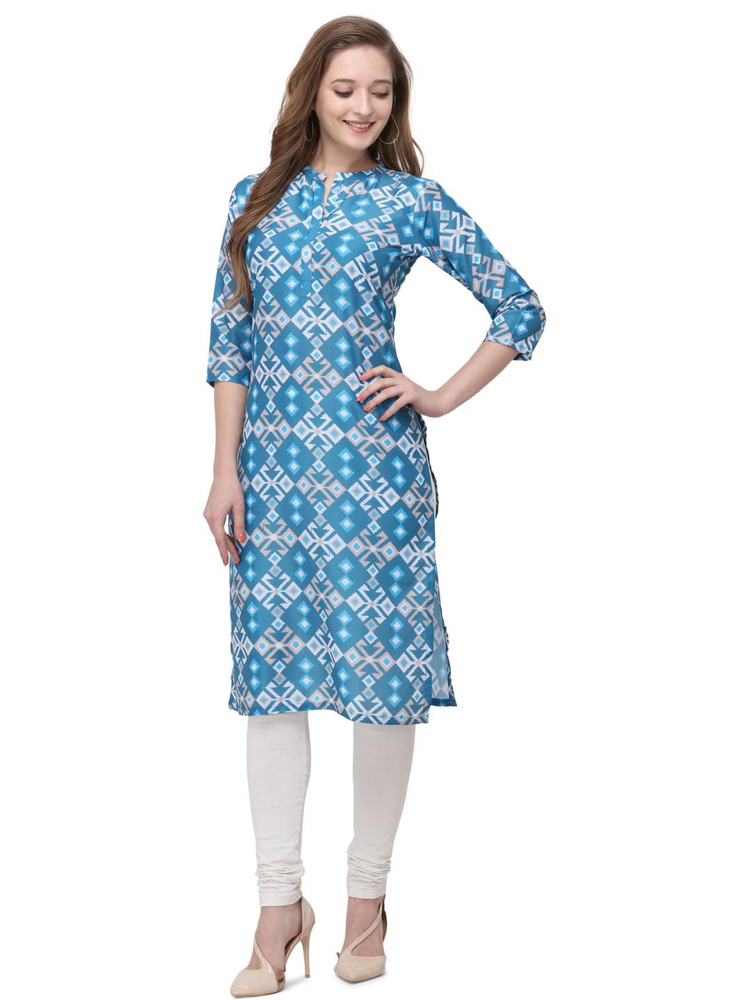 Solucions Women Blue A-Line Cotton Kurtas