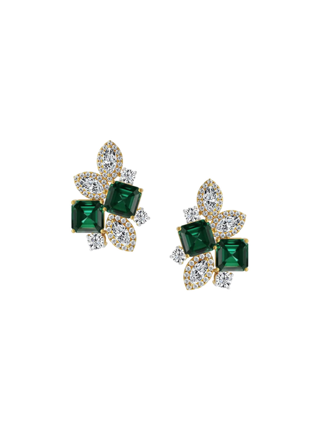Emori 18KT Gold Fleur de Luxe Earrings With Lab Grown Diamond - 5.92 g