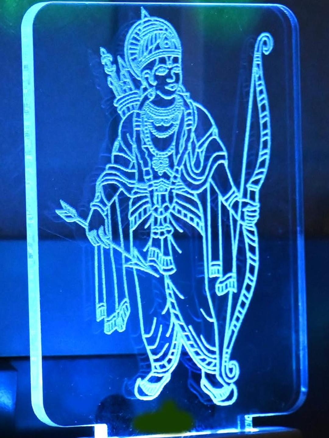 SOMIL Blue & Green Printed Glass Lord Rama Shaped Wall Lamp