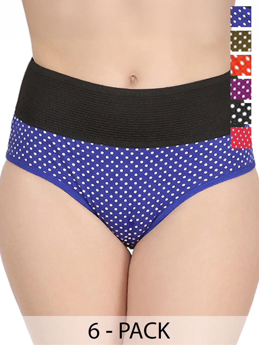 New stylish Blue,Black,Grey,Pink,Purple,Red Cotton Hipster Multicolor Panties Pack of 6