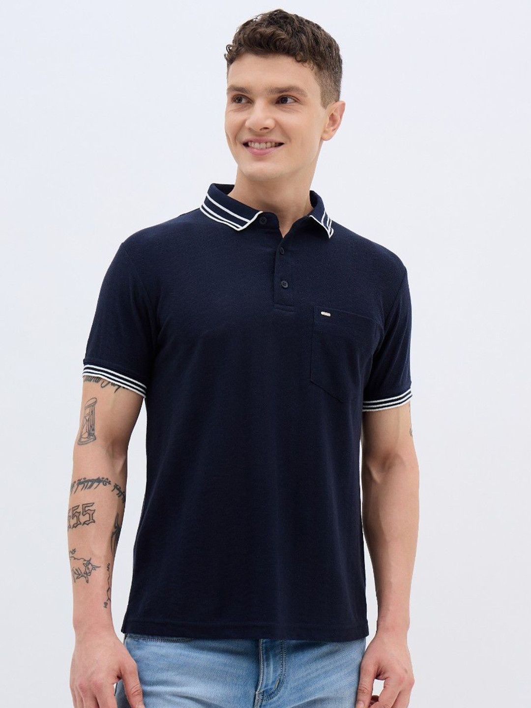 ARRAY Polo Collar Short Sleeves Cotton T-shirt