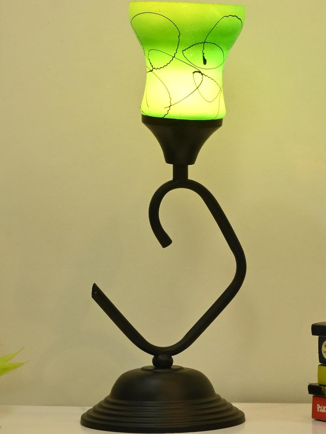 SOMIL Green Glass Cylinder Table Lamps