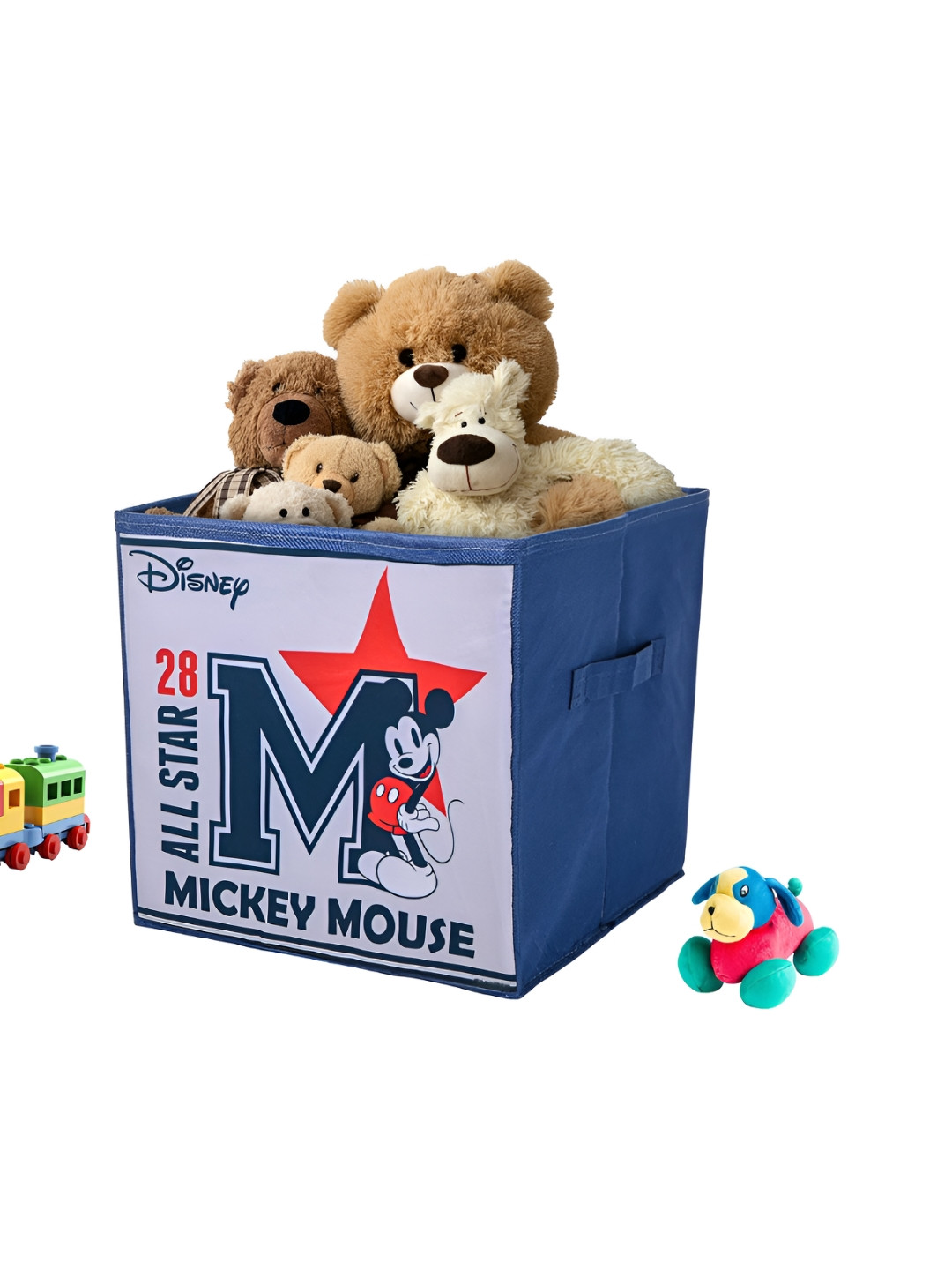 YK Navy Blue & White Disney Mickey Star Printed Square Storage Box Organiser