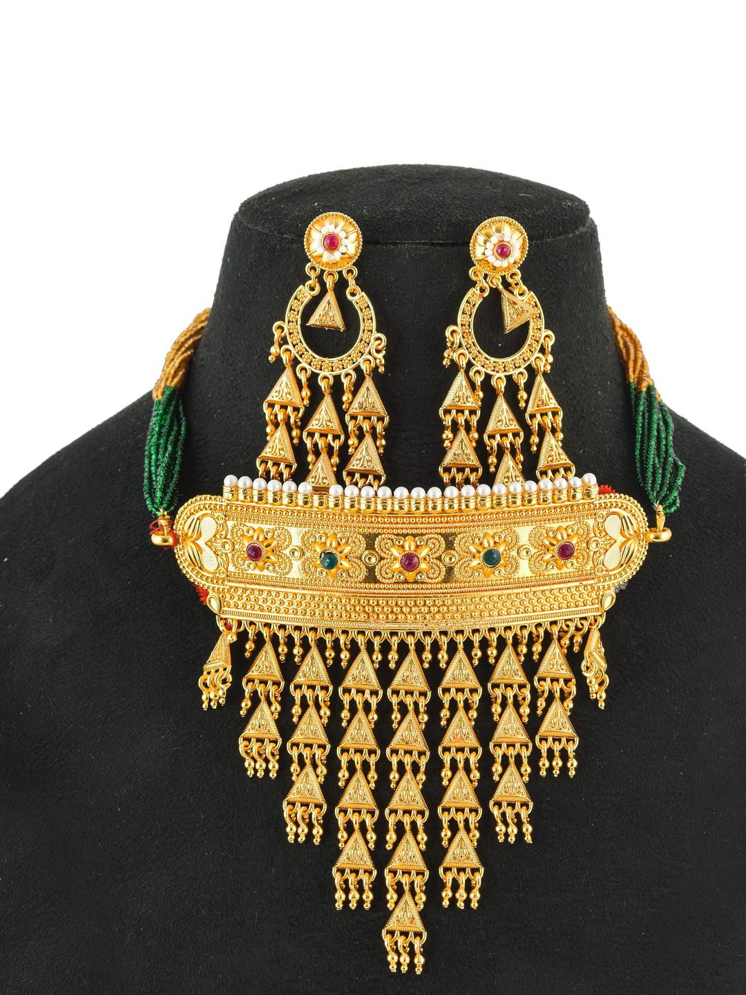 Rozy Styles Green Brass Jewellery Set