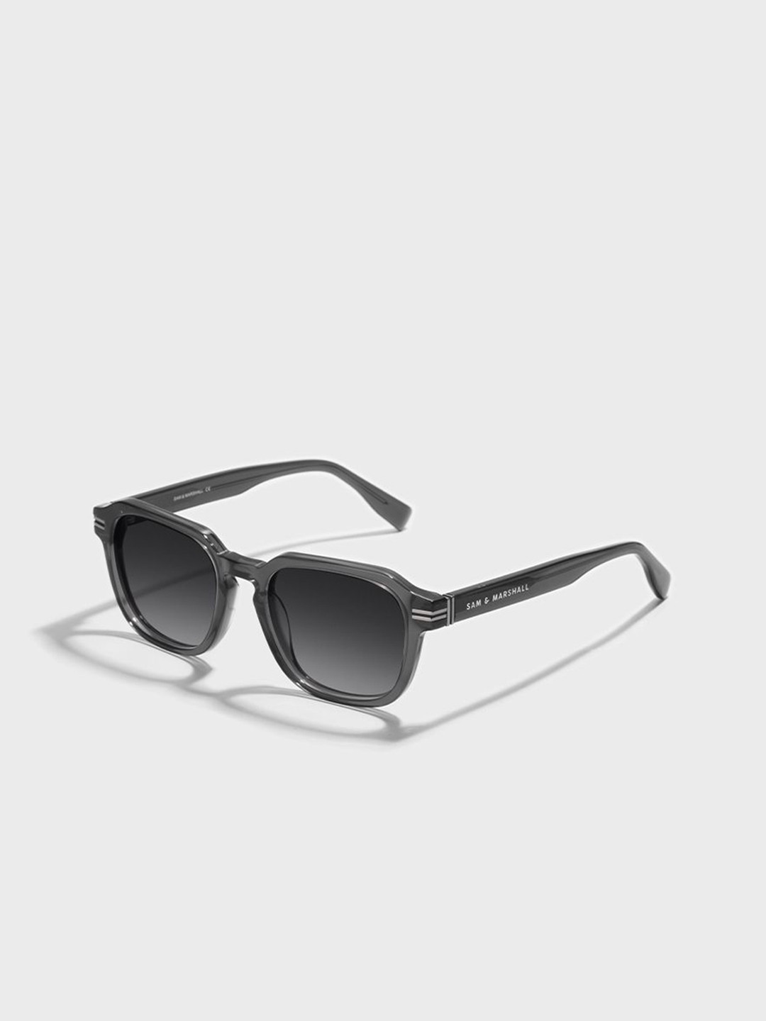 SAM & MARSHALL Unisex Black Lens & Silver-Toned Square Sunglasses with
